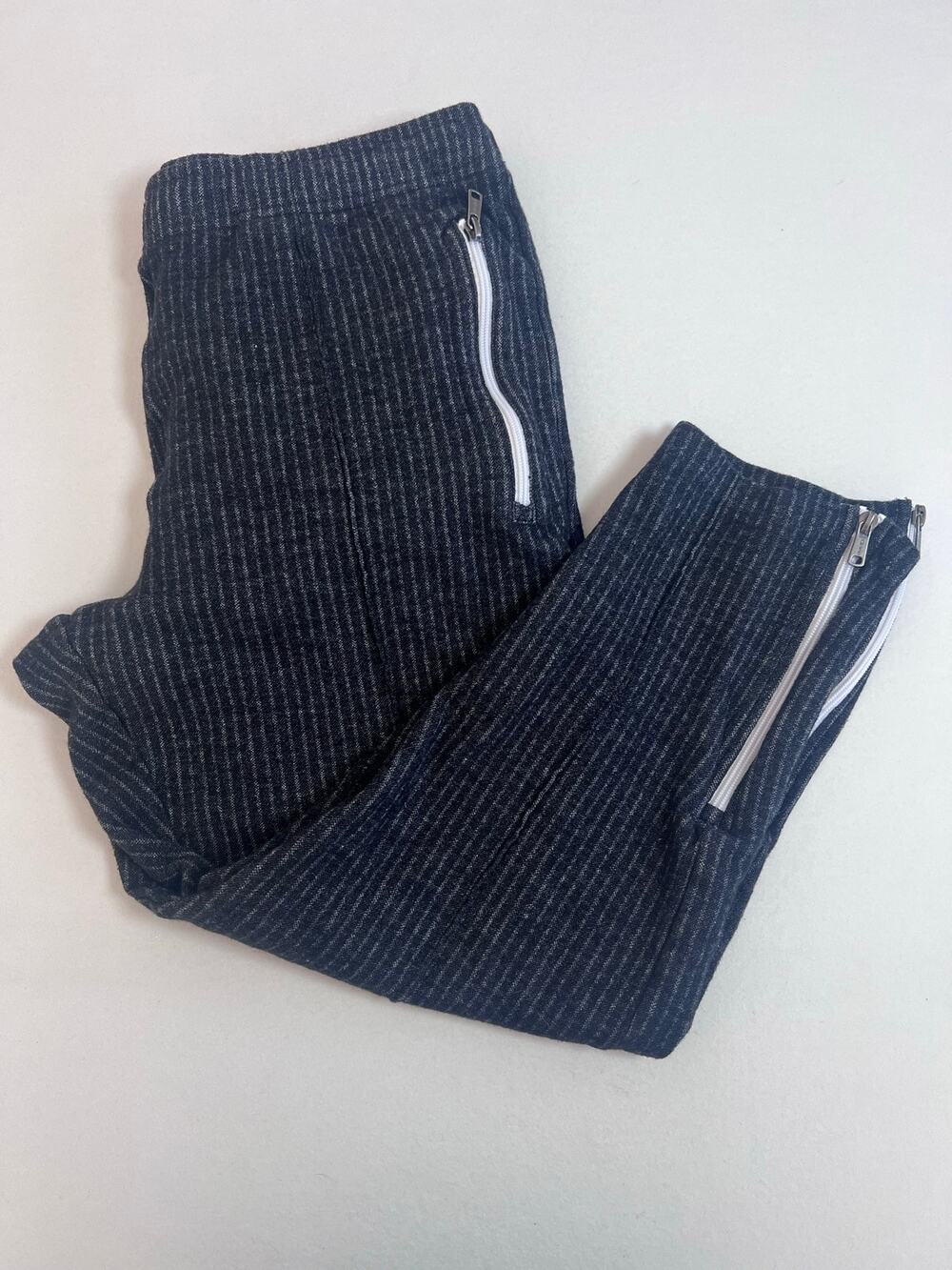 Todd Snyder Mens XL Gray Pinstripe Wool Cotton Track Pants Zip Ankle Joggers